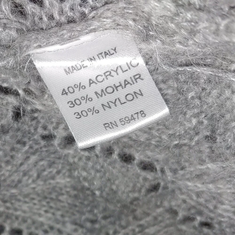 Anthropology Elsamanda Open Knit Mohair Blend Oversized Sweater Sz L Pearl Grey